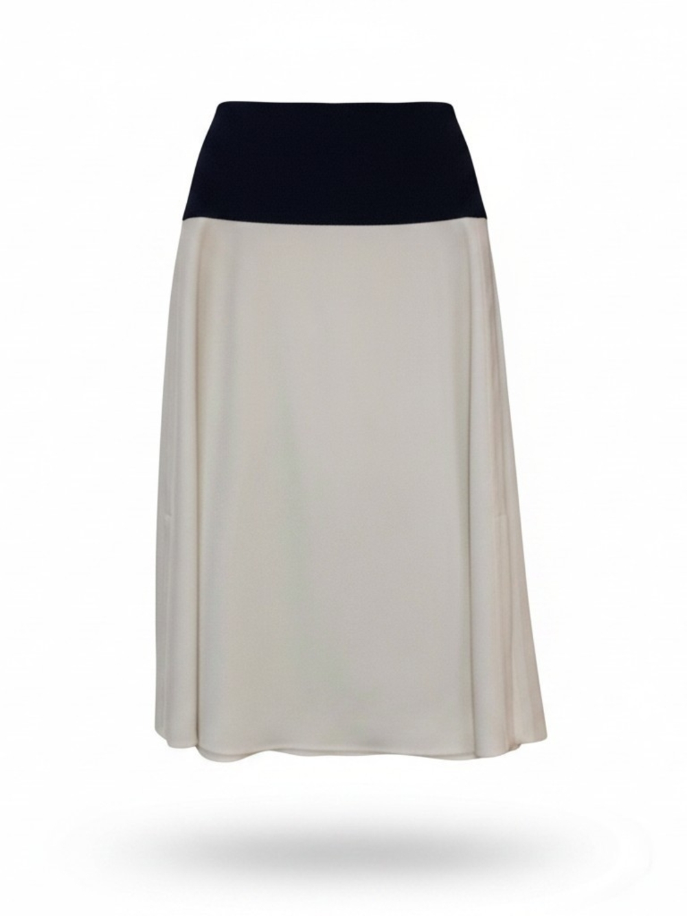 Tory Burch Two-Tone Black Waistband Cream A-Line Skirt
